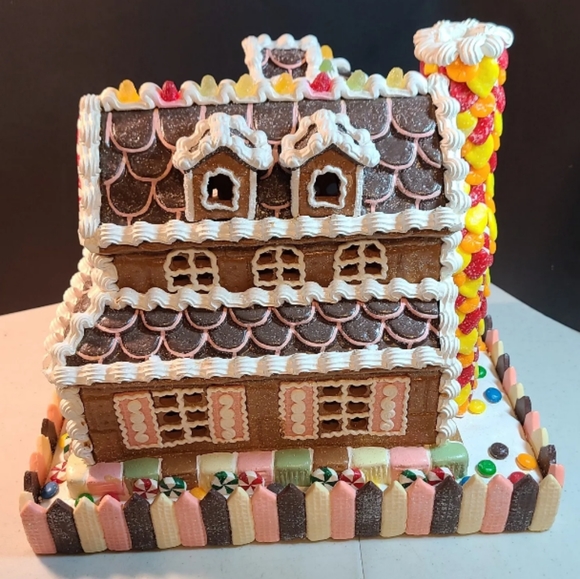 Large Lighted Gingerbread House Santa Candy Land Building Village 14x12x10 Heavy - Picture 7 of 9